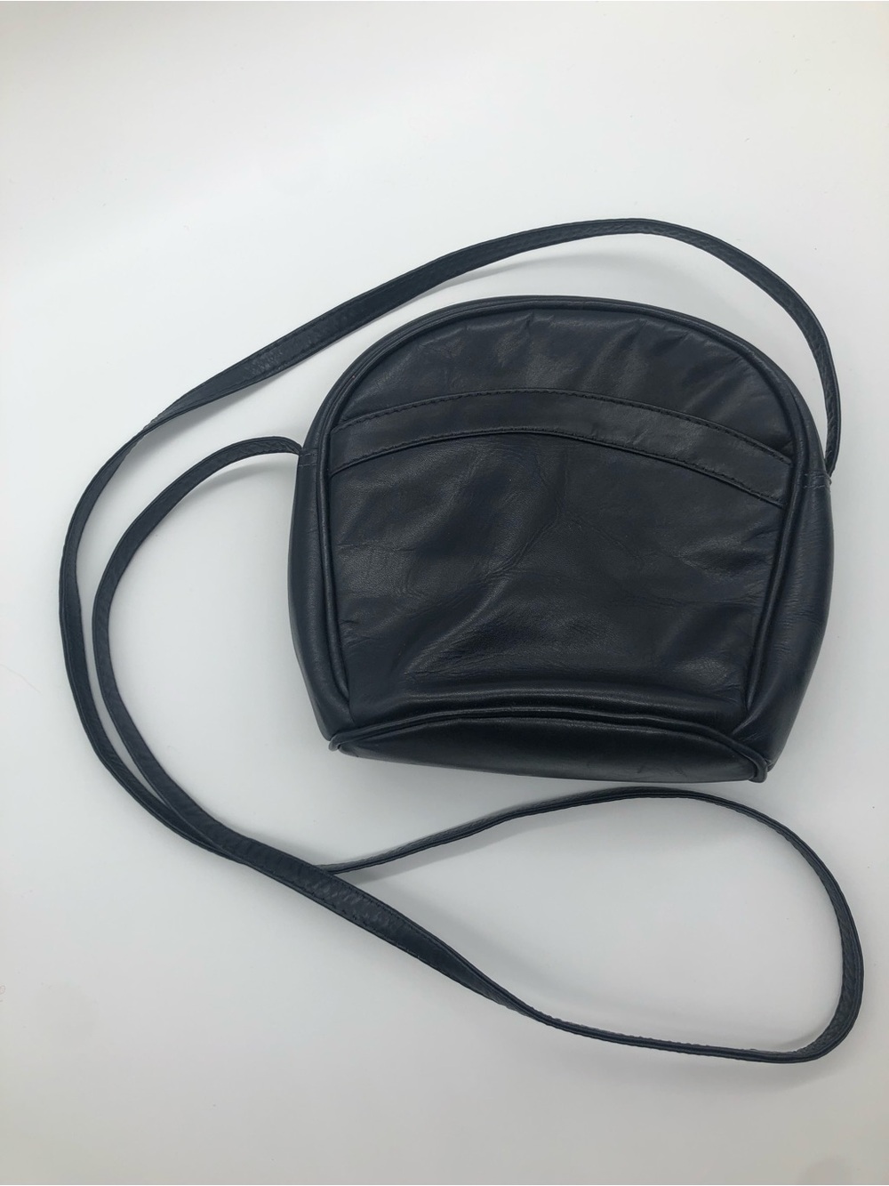 Vintage 1980s Navy Blue Leather Crossbody Purse: Small Debenhams Bag